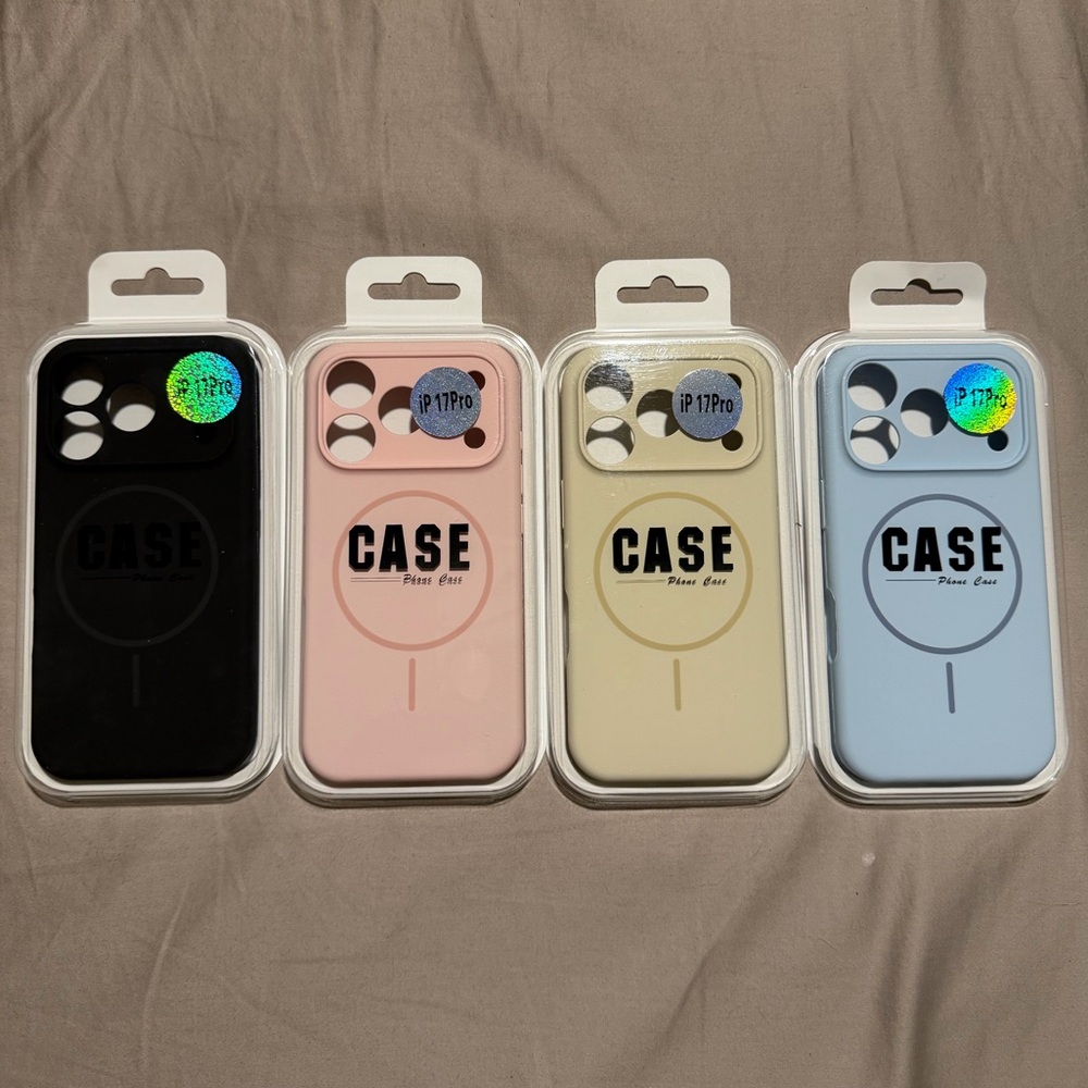 Silicone MagSafe iPhone 17 Pro Phone Case 1pc - Black, Pink, Cream, Blue